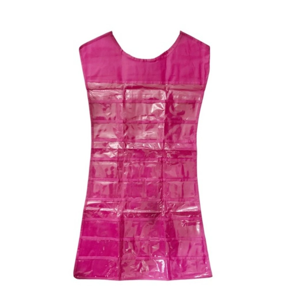 Jewelry Organizer Little Pink Dress Hanging Storage Bag Large 2 Sided Pink - Picture 12 of 16